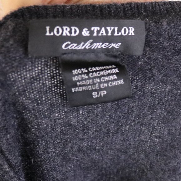 Lord & Taylor 100% cashmere slim fit dark grey crewneck sweater - Picture 8 of 8